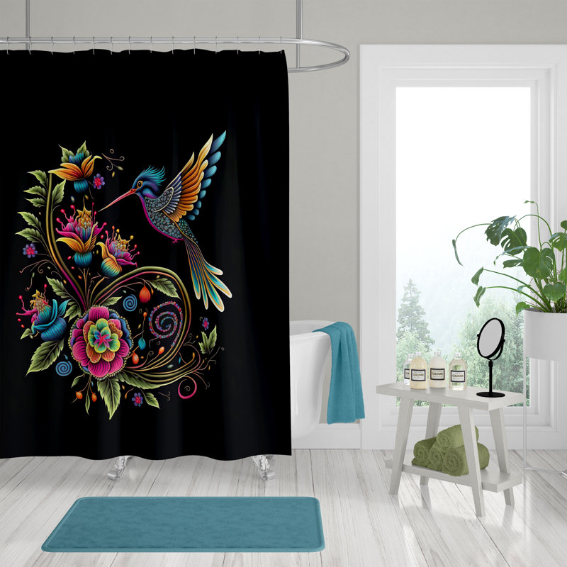 Floral Shower Curtain,  72" H x 70" W 