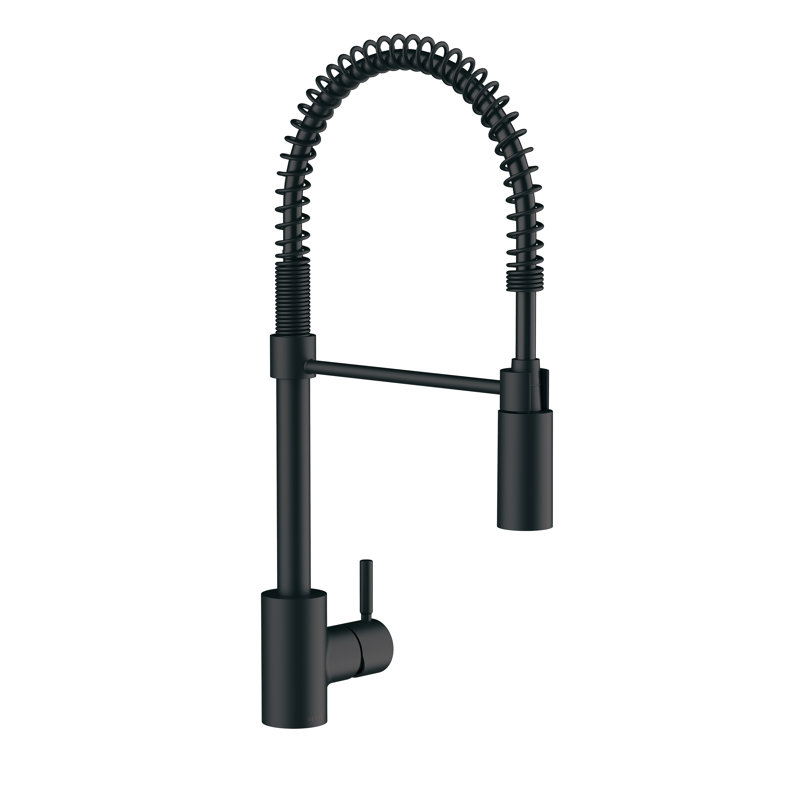 The Foodie Pre-Rinse Single Handle Kitchen Faucet, Satin Black