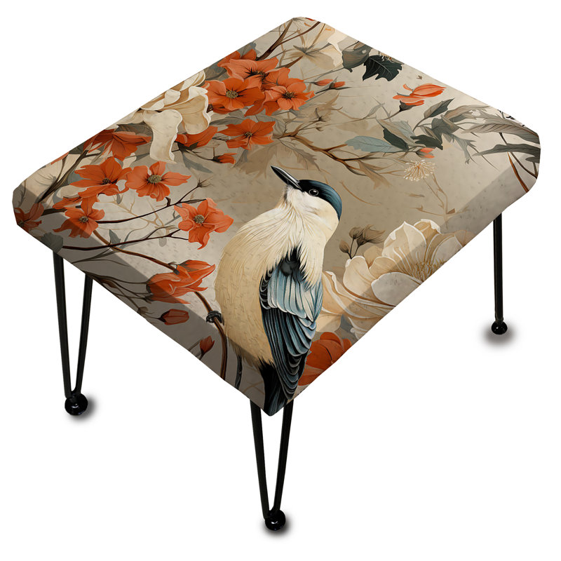 Bird Illustrations - Floral Rectangle Ottoman