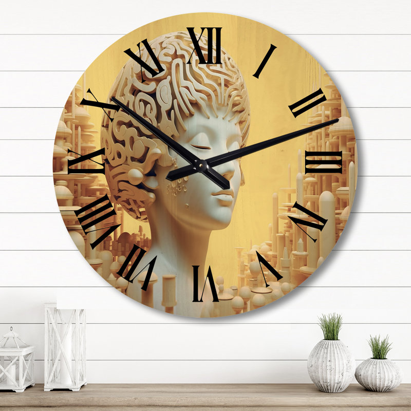 Horloge murale en bois massif Parneet, Grand