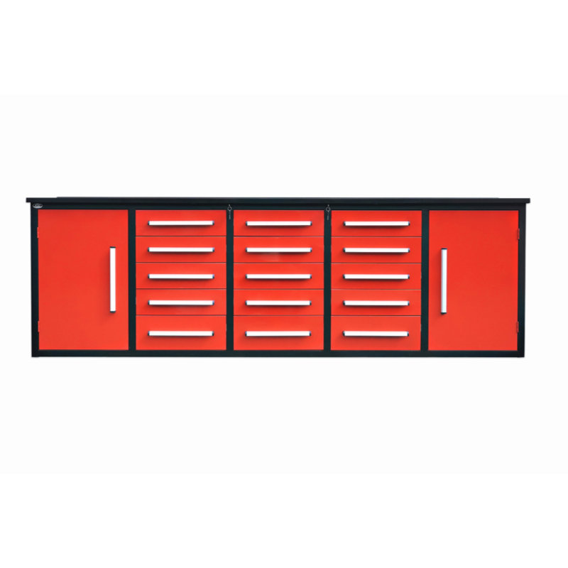 Armoire de rangement avec tiroirs et armoires, Rouge