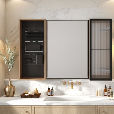 Armoires à pharmacie peu encombrantes avec rangement en miroir de 41,6 po pour une maison moderne