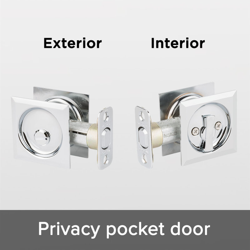 Square Privacy Pocket Door Hardware, Polished Chrome