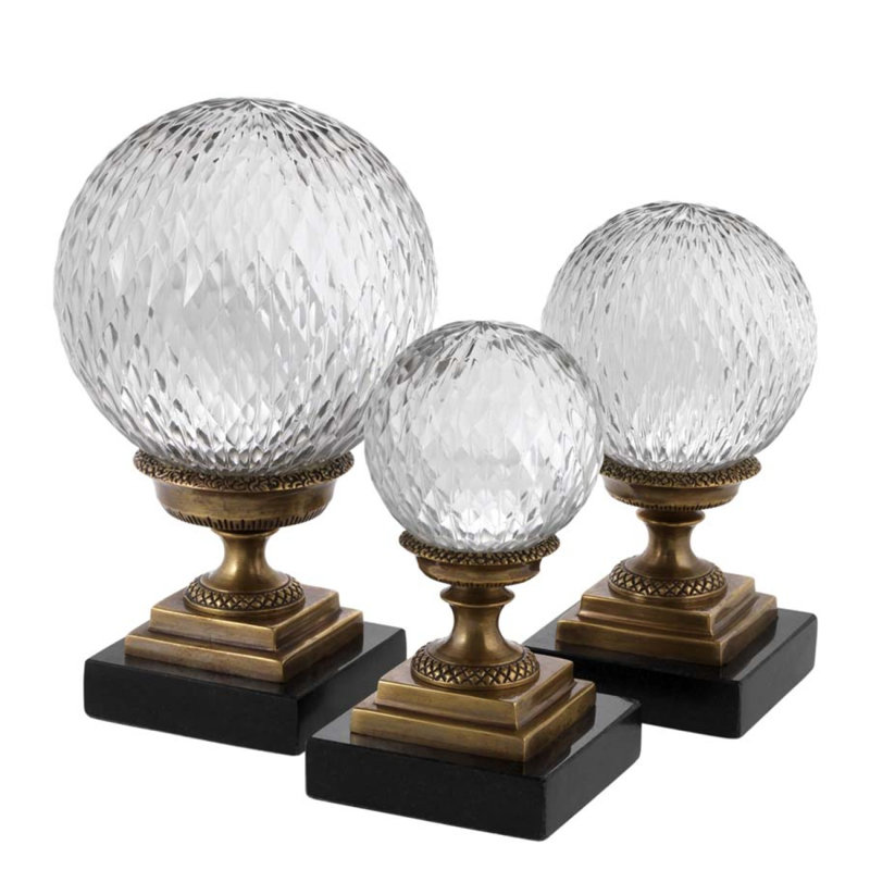 Divani Abstract Cloche Or Water Globe, Clear/Antique Brass/Black