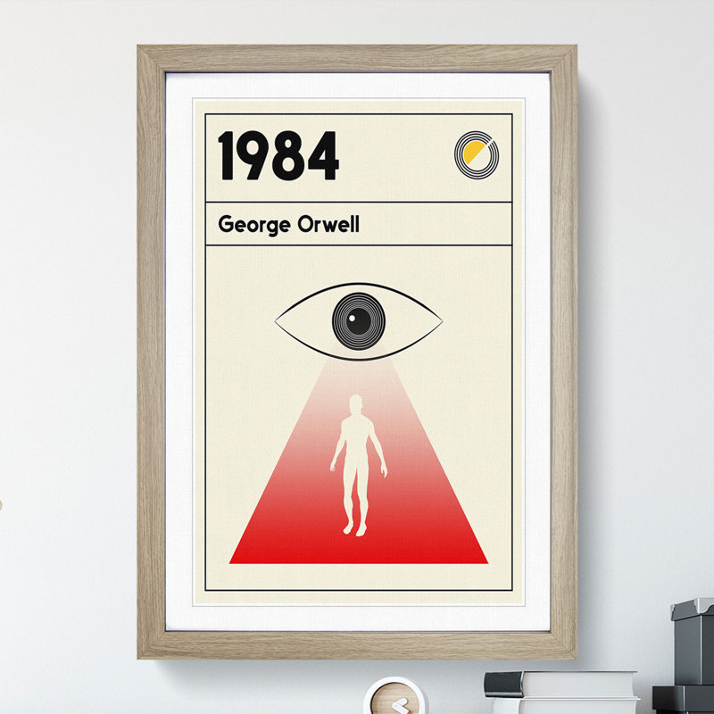 Book Cover 1984 George Orwell - Picture Frame Graphic Art on MDF, Oak, 65cm H x 48cm W x 2cm D