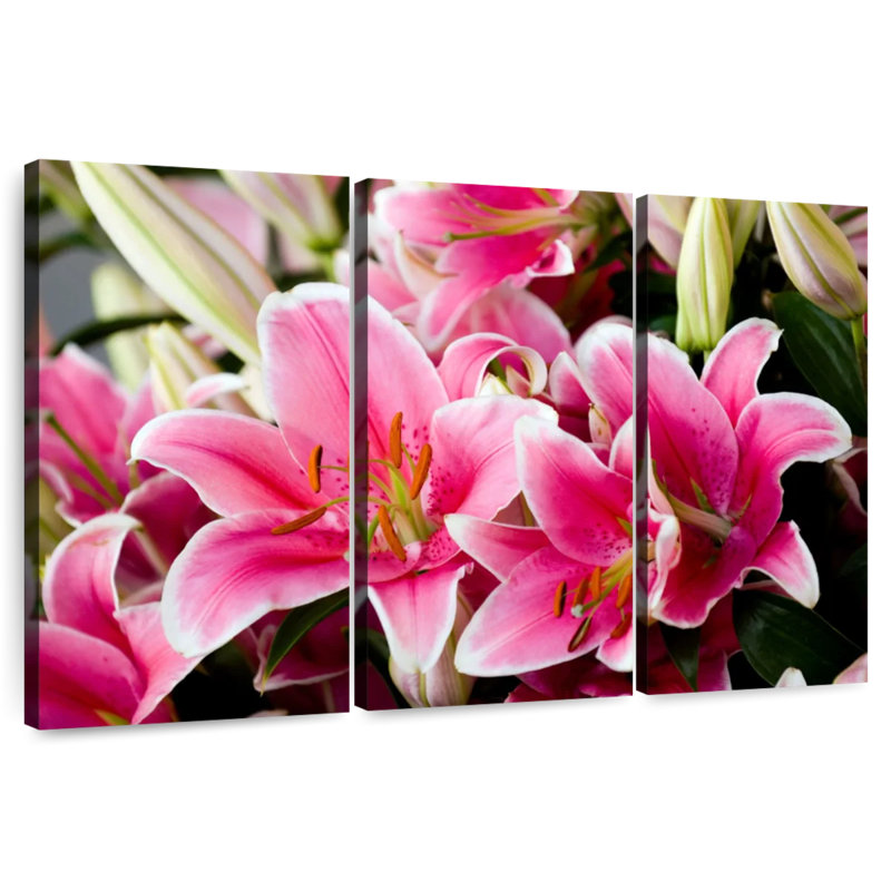 Bouquet de lys roses Harnek, H 28 po x l 45 po