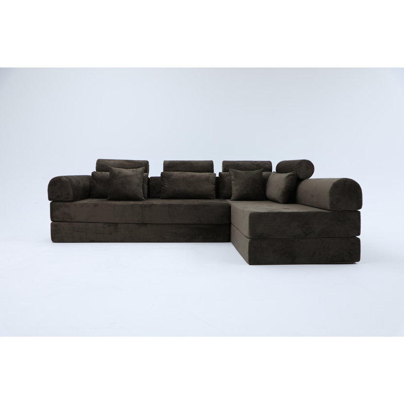 Canapé modulaire en L, Brun