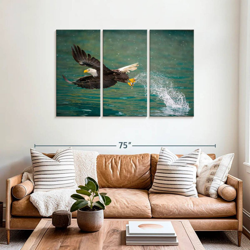 Brampt Eagle Catching Prey, 36" H x 57" W