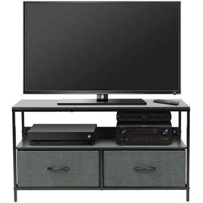 Sorbus 2 Drawers TV Stand Dresser with Steel Frame, Wood Top, & Fabric Bins