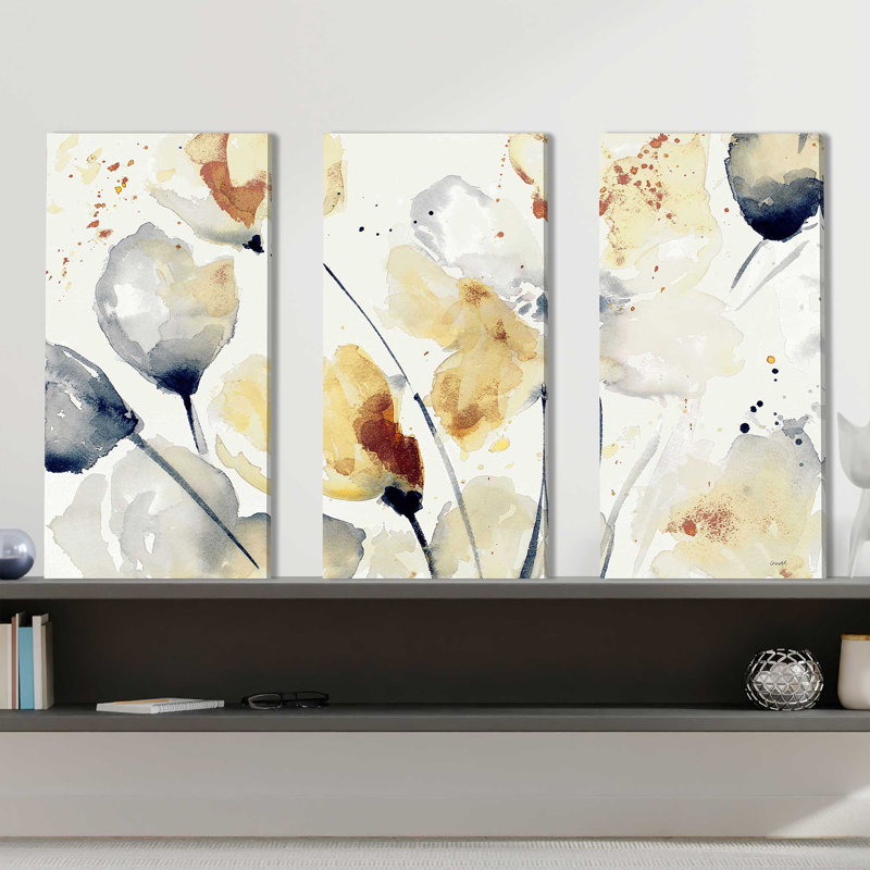 «Autumn Abstract Floral», reproduction sur toile 3 pièces, H 32 po x l 48 po x P 1 po