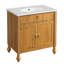 Meuble-lavabo de 30 po, lavabo en résine coquillage, rangement escamotable et portes à fermeture en douceur
