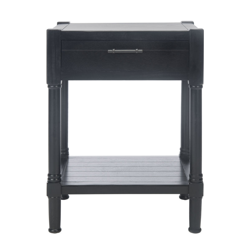 Theresa End Table with Storage, Black