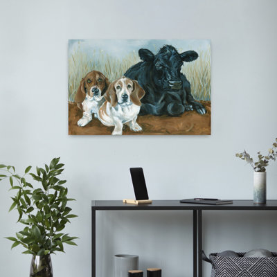 Angus et les chiens, art contemporain de la vache