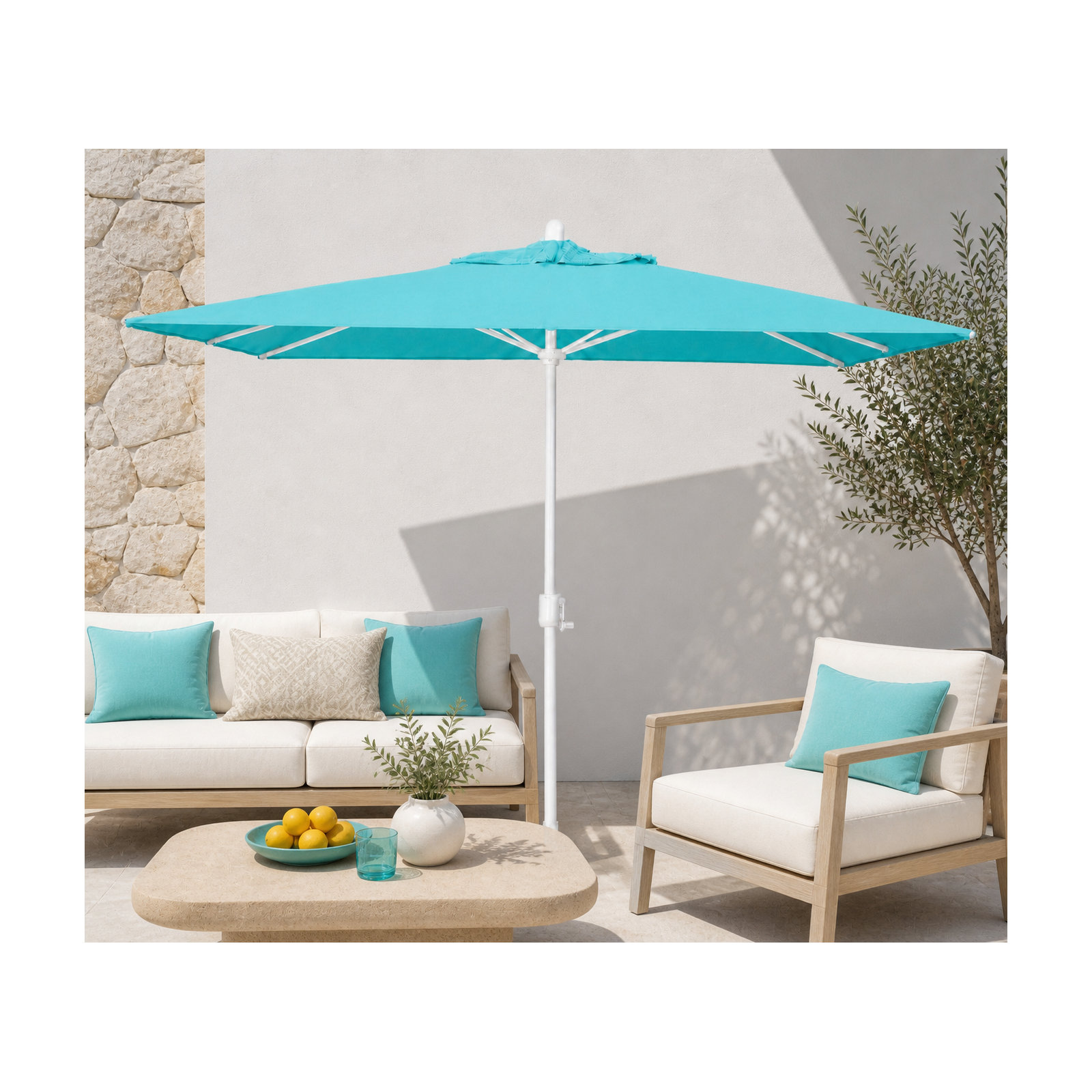 Olivier 116.7'' Outdoor Umbrella, Canvas Aruba Sunbrella® Canvas, White Sand