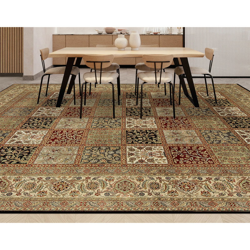 Tapis multicolore et doré noué à la main de haute qualité