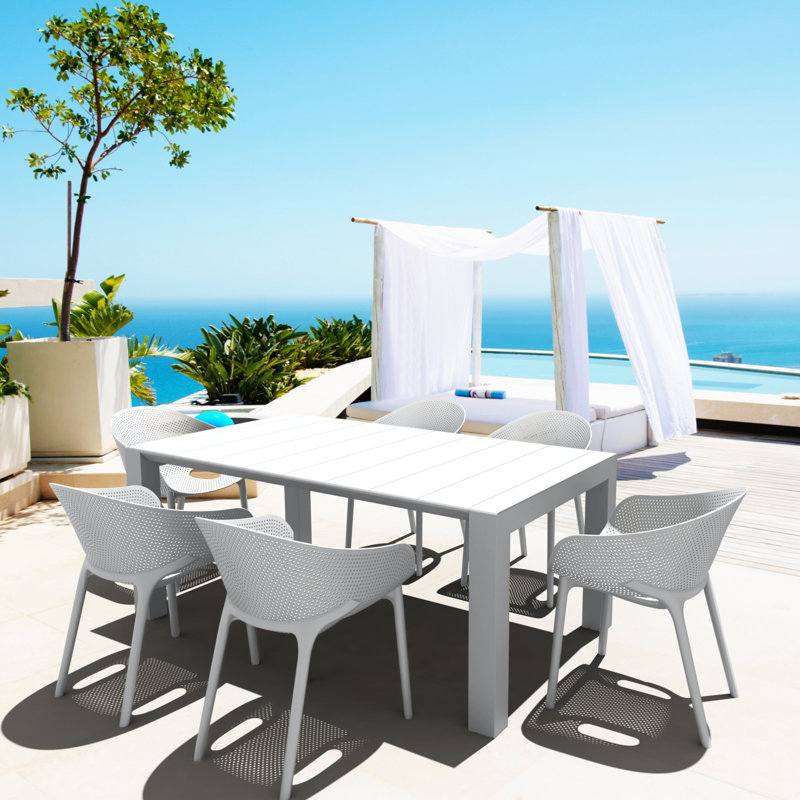 Ensemble de salle à manger extensible en plastique l 7 po Farrah, Blanc