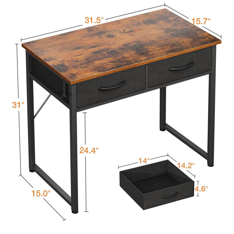 Small Desk With Fabric Drawers- For Bedroom, Vanity Desk With Storage, Home Office Computer Desk For Small Spaces, 32 Inch Modern Work Writing Study Table