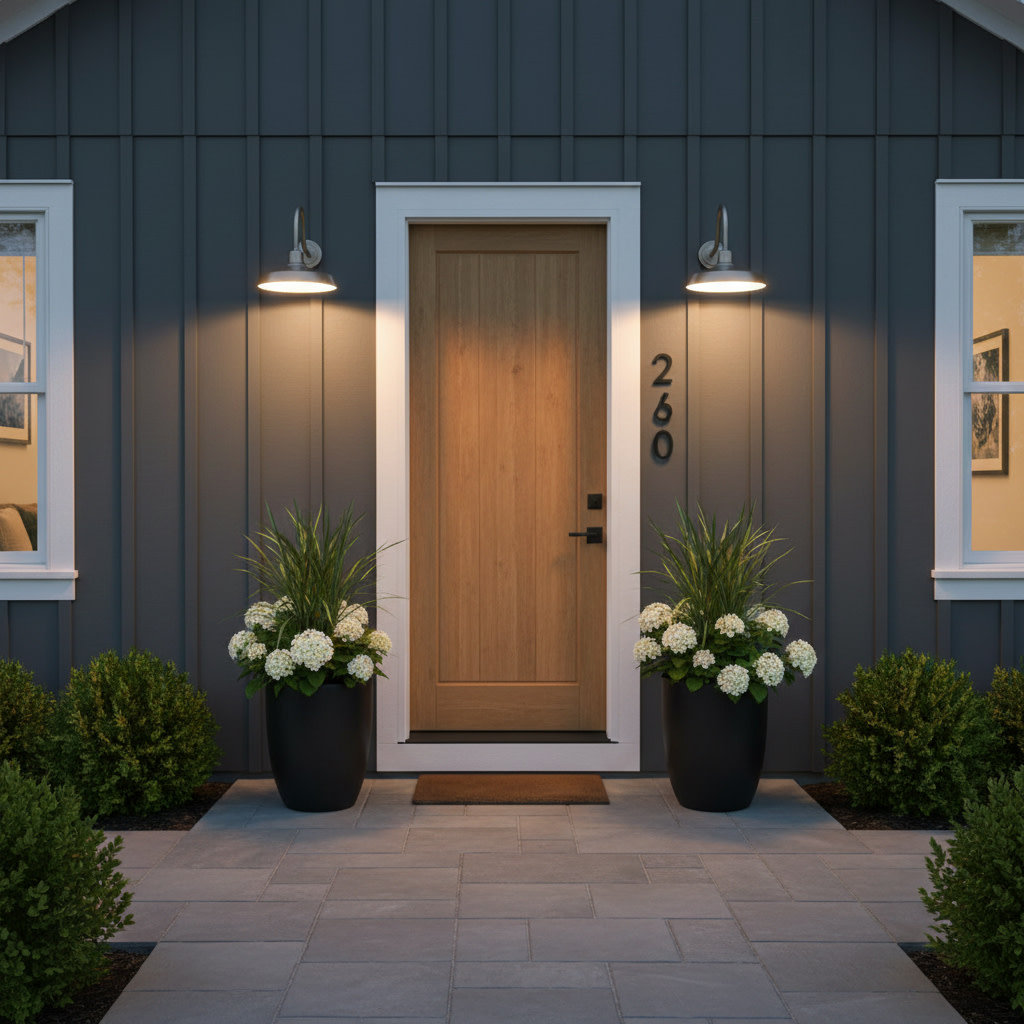 Vanielle 1-Light Outdoor Barn Light, Antique Brushed Aluminum, 17.5" H x 16" W x 32.5" D