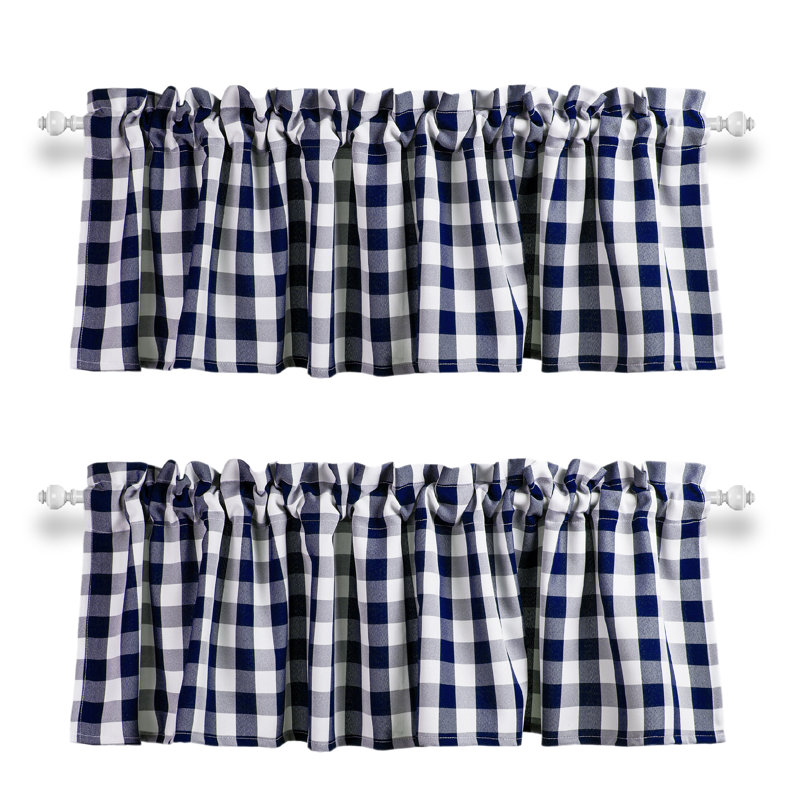 Cantonnière sur mesure 56 po Rashara, Bleu marine/blanc, L 56 po x L 14 po