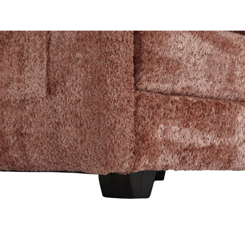 Canapé modulaire en tissu chenille avec poches latérales, Chenille rose