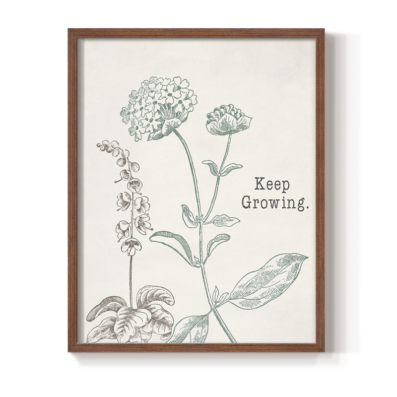 Keep Growing Framed Print - Solid Wood, Walnut, 15" H x 12" W