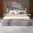 Upholstered Bed,with Reading Lamp and Usb Port, Wide Headboard,without Bedside Tables and Mattress,Velvet-36298985