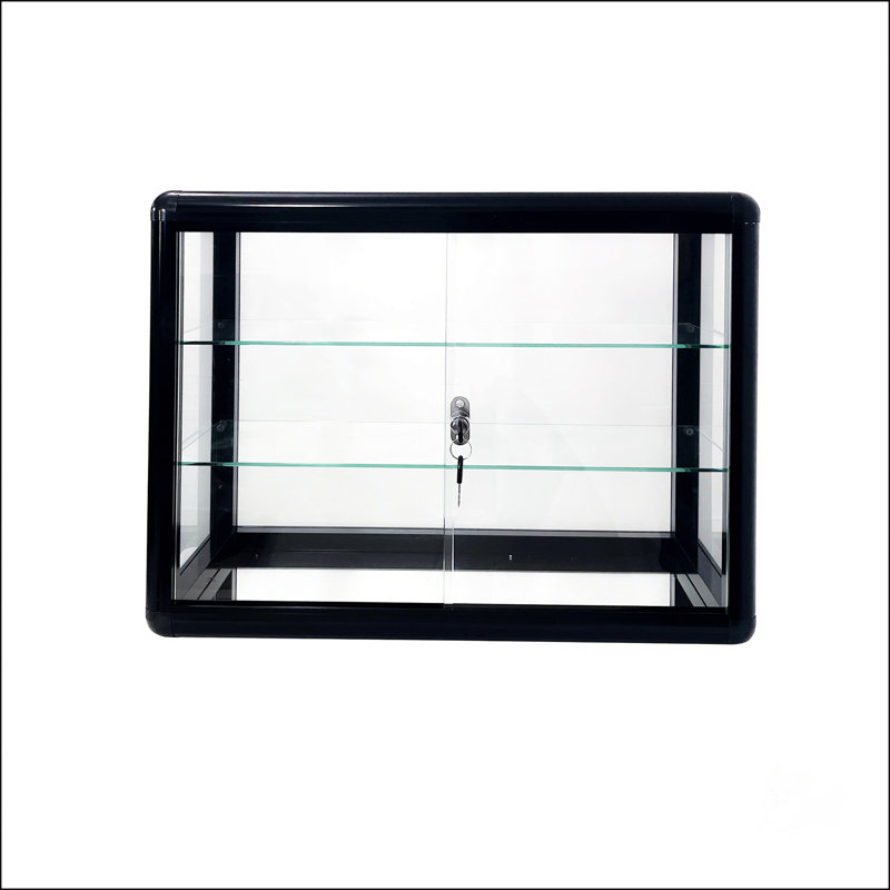 Tempered Glass Counter Top Display Showcase With Sliding Glass Door And Lock