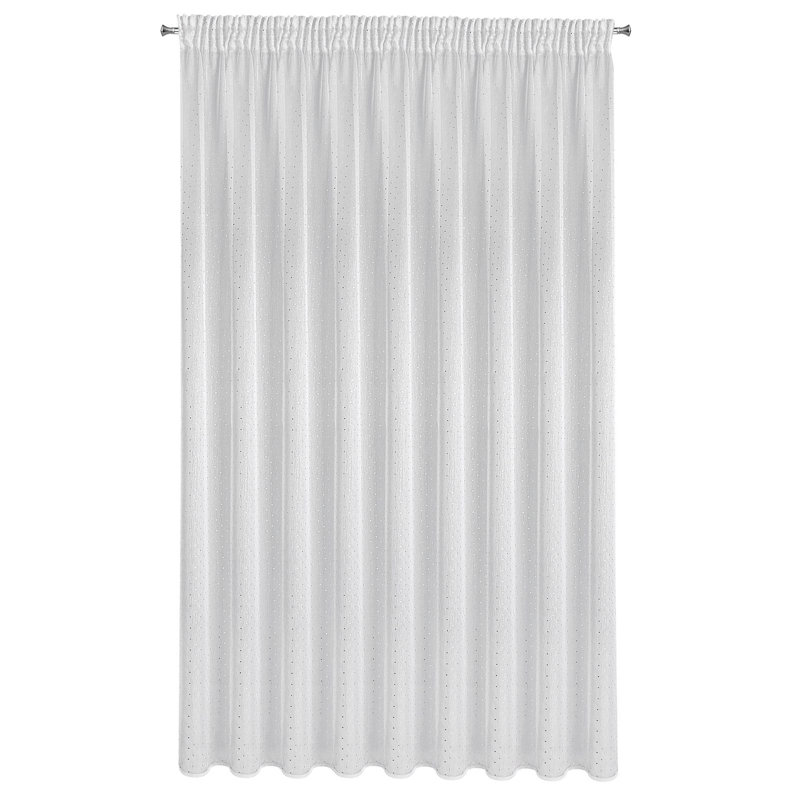 Kaidyn Sheer Curtain Single Panel, White/Silver, 250cm H x 300cm W