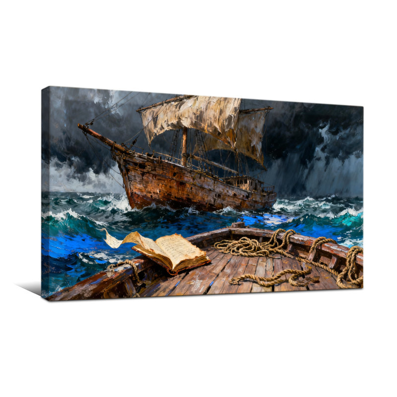 Impression sur toile nautique et plage, H 16 po x l 32 po