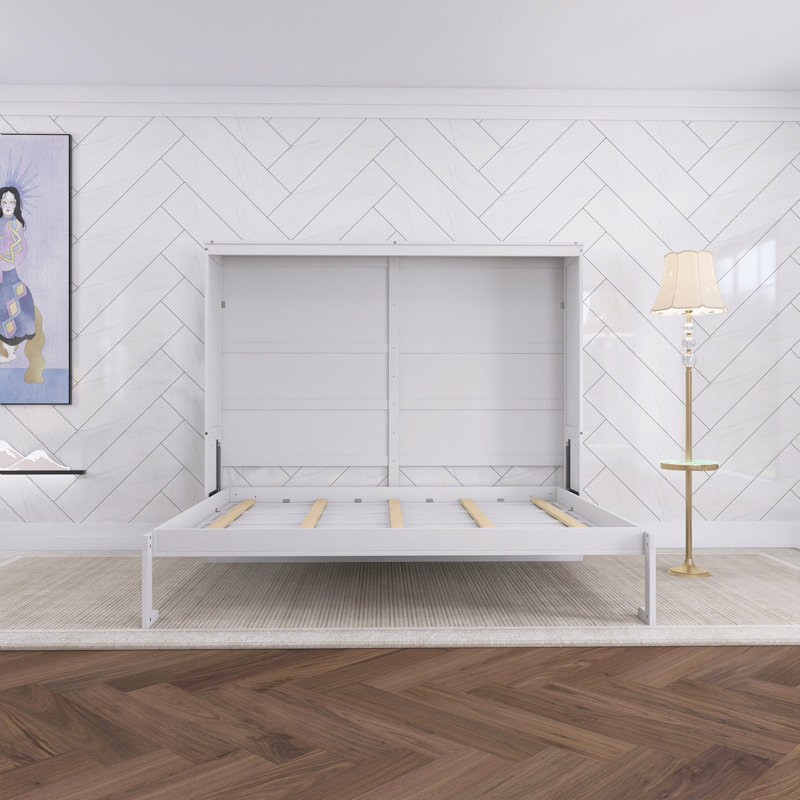 Lit escamotable blanc double pleine grandeur, Blanc, Double