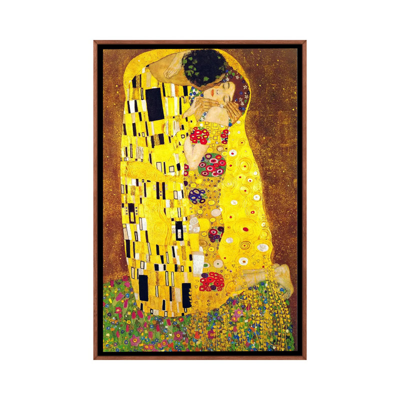 « the baiser » par gustav klimt,-print, H 48 po x l 32 po x P 1,5 po, Toile avec cadre en bois classique