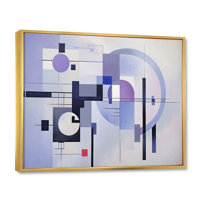 Impression sur toile, "Mauve suprématisme dynamique", Cadre flottant doré, H 12 po x l 20 po x P 1 po