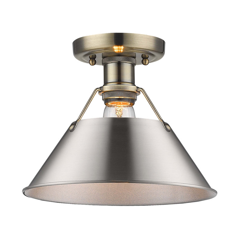 Plafonnier encastré à une lumière de 10 po Weatherford, Laiton vieilli, Étain