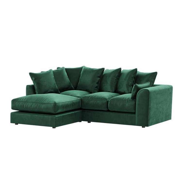 Sharpsburg 4 Seater Velvet Corner Sofa , Left Hand Facing, Green