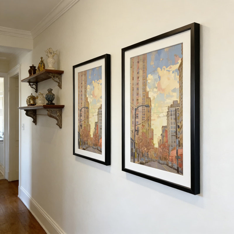 Cadre 14 po x 24 po en métal noir avec passe-partout et verre trempé - cadre moderne en aluminium à profil mince pour impressions 11 x 22