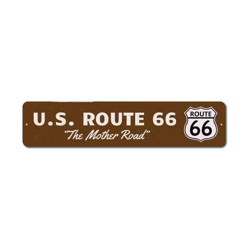 Plaque en aluminium US Route 66, H 6 po x l 24 po x P 0,063 po
