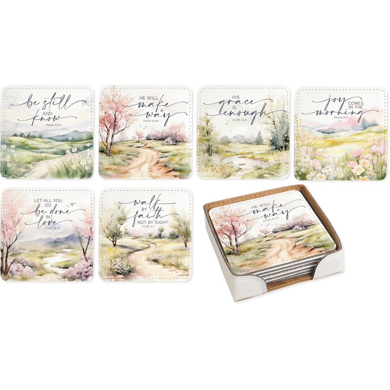  Ensemble de quatre sous-verres à paysage assorti | Merveilleux cadeau | Sentiment inspirant