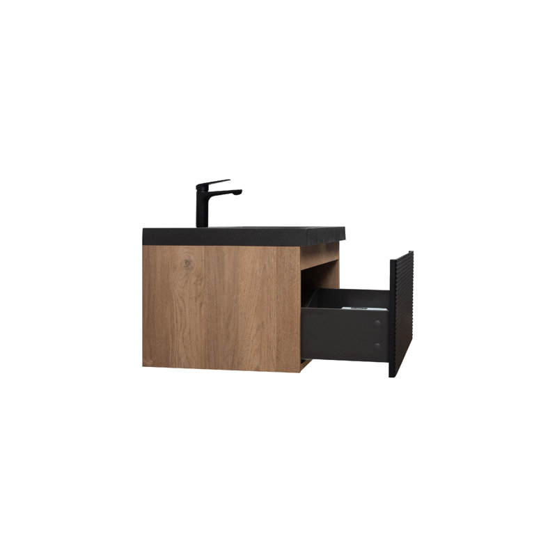  Meuble-lavabo mural simple 30 po avec comptoir en résine noire pour petits espaces., 30"