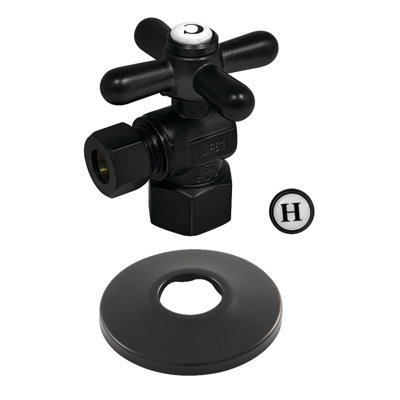 Kingston Brass Vintage 1/2-Inch FIP x 3/8-Inch OD Comp Quarter-Turn Angle Stop Valve with Flange