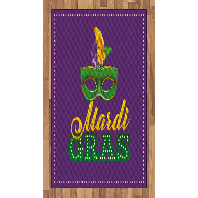 Mardi Gras High Density Long Fiber Poly Threads Decorative Area Rug Carpet, Rectangle 2'7" x 5'