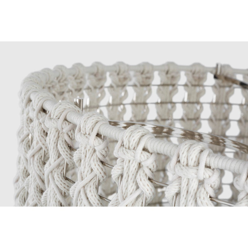 Catania 30" Hanging Shade With Cream Braided Rope, 29.25" H x 39.25" W x 39.25" D, Polished Nickel