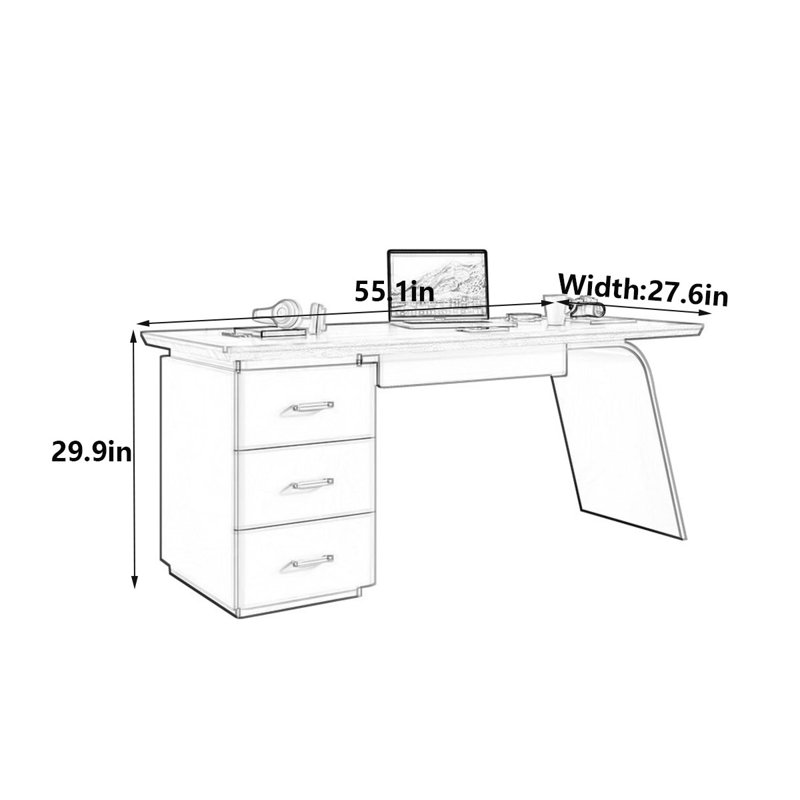 Bureau moderne en ardoise, Gris, H 29,5 po x l 55,1 po x P 27,6 po