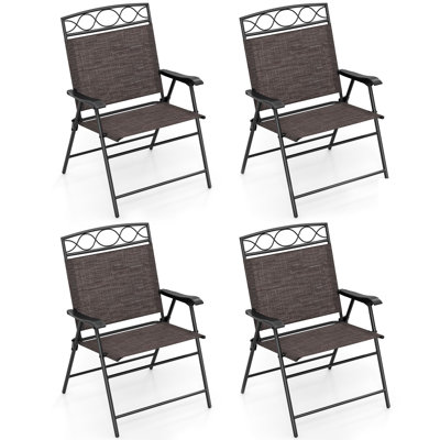 Ensemble de 4 chaises de patio pliantes pour l'extérieur avec dossier et accoudoirs