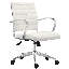 Fauteuil de bureau scandinave minimaliste ergonomique en cuir de polyuréthane à dossier moyen avec accoudoirs rembourrés, inclinable et pivotant, confortable pour le bureau personnel et la salle de conférence, blanc-826146340-826146526