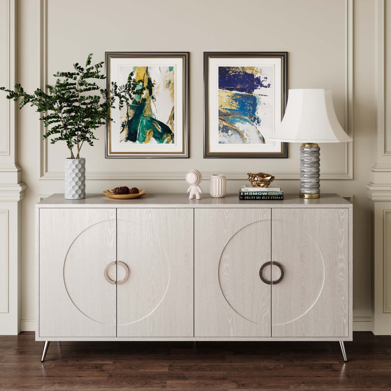 Armoire moderne en bois laqué 4 portes, Champagne
