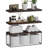 3-Tier Floating Bathroom Shelf with Wire Storage Basket & Paulownia Wood Boards, Rustic Wall-Mounted Organizer for Bathroom, Living Room or Kitchen