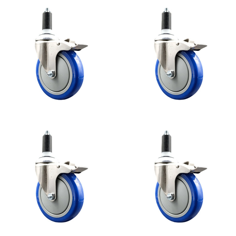 Jeu de roulettes extensibles en poly, Bleu, H 5 po x l 5 po