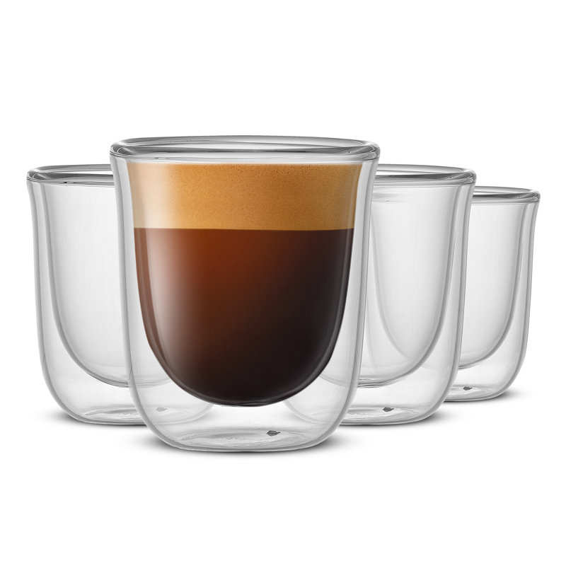 JoyJolt Javaah Double Wall Insulated Espresso Glasses, 2oz