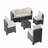All-Weather 7-Piece Grey PE Wicker Patio Conversation Set with Beige Cushions and coffee table