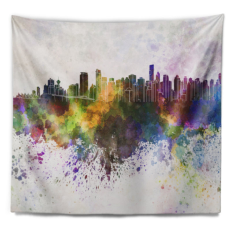 Tapisserie de skyline de vancouver Cityscape, H 32 po x l 39 po